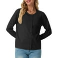 thumbnail image 4 of UVEASISHA Women's Lightweight Button Down Cardigan Long Sleeve Cropped Cardigans Fall Casual Outerwear Tops Black L, 4 of 8