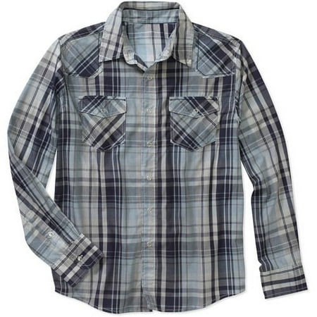 No Boundaries Men's Yarn Dye Plaid Woven