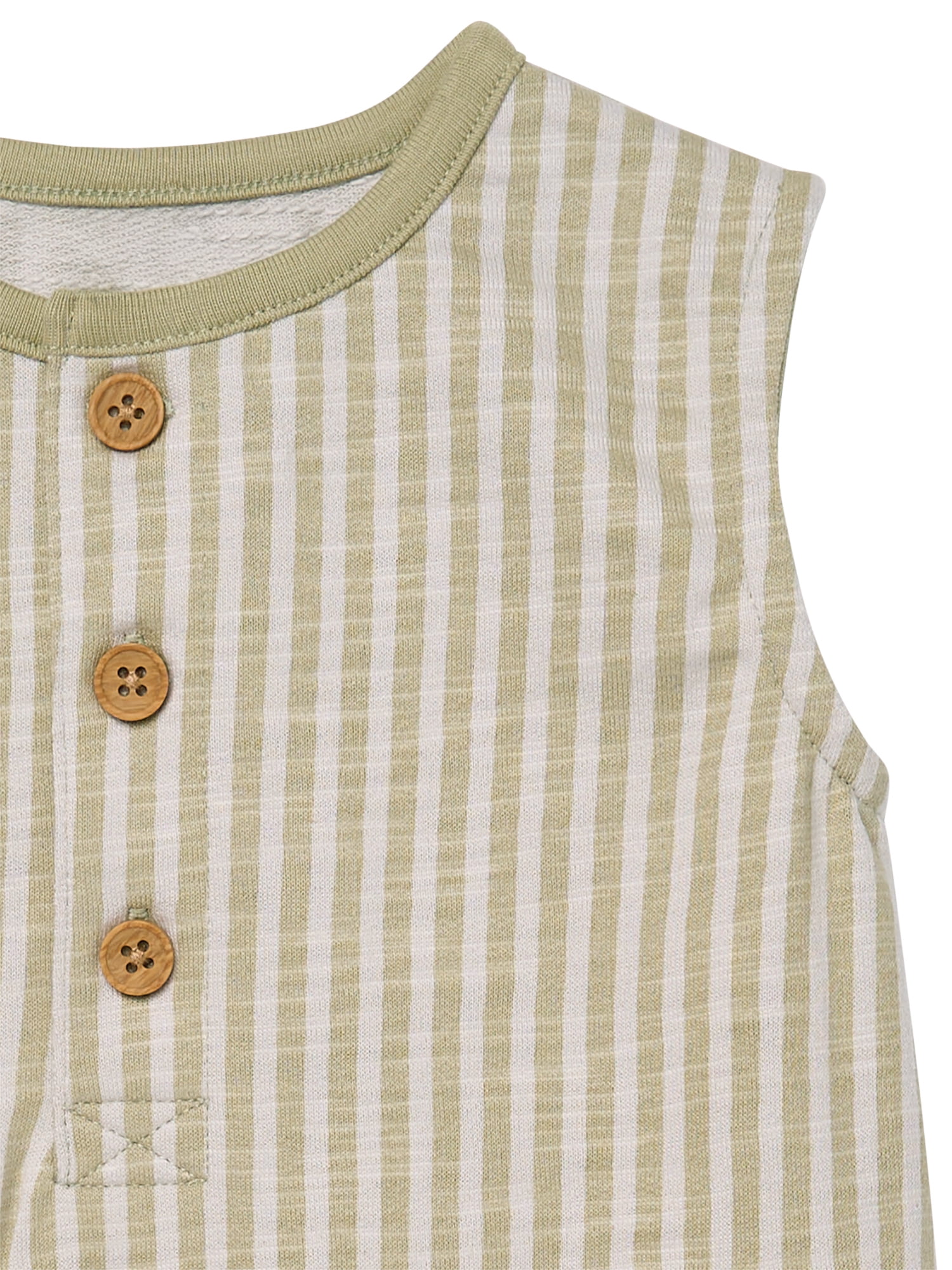 Modern Moments by Gerber Baby Boy Sleeveless Slouch Henley Romper with Pockets, Sizes 0/3 Months - 24 Months