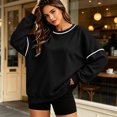 thumbnail image 4 of jehdhy Womens Patchwork Sweatshirts Fall Winter Crew Neck Long Sleeve Shirts Fashion Casual Loose Pullover Tops, 4 of 7