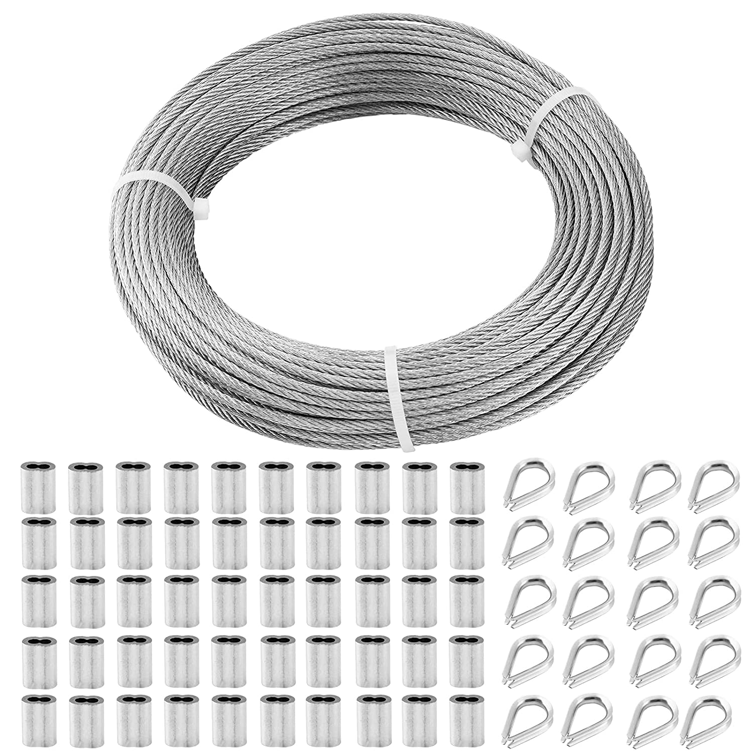 Cable Railing Kit， 1/8" Wire Rope Kit Include 164ft Stainless Steel