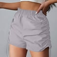 thumbnail image 6 of Lovskoo Women's Workout Cargo Shorts Casual Elastic Waist Sports Shorts Drawstring Ruched Track Shorts Gray, 6 of 9