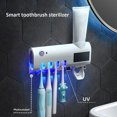 thumbnail image 3 of Soporte para cepillos de dientes con protección UV, autoadhesivo, con dispensador de pasta de dientes para baño, 3 of 8