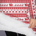 thumbnail image 3 of Oversized Wearable Blanket Hoodie,Red Christmas Pattern Sherpa Blanket Hoodie with Super Pockets,Super Warm Fuzzy Pullover for Women & Men, 3 of 6