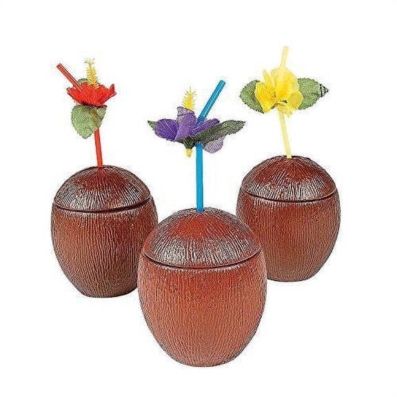 Coconut Cups Plastic - Party Supplies - 12 Pieces