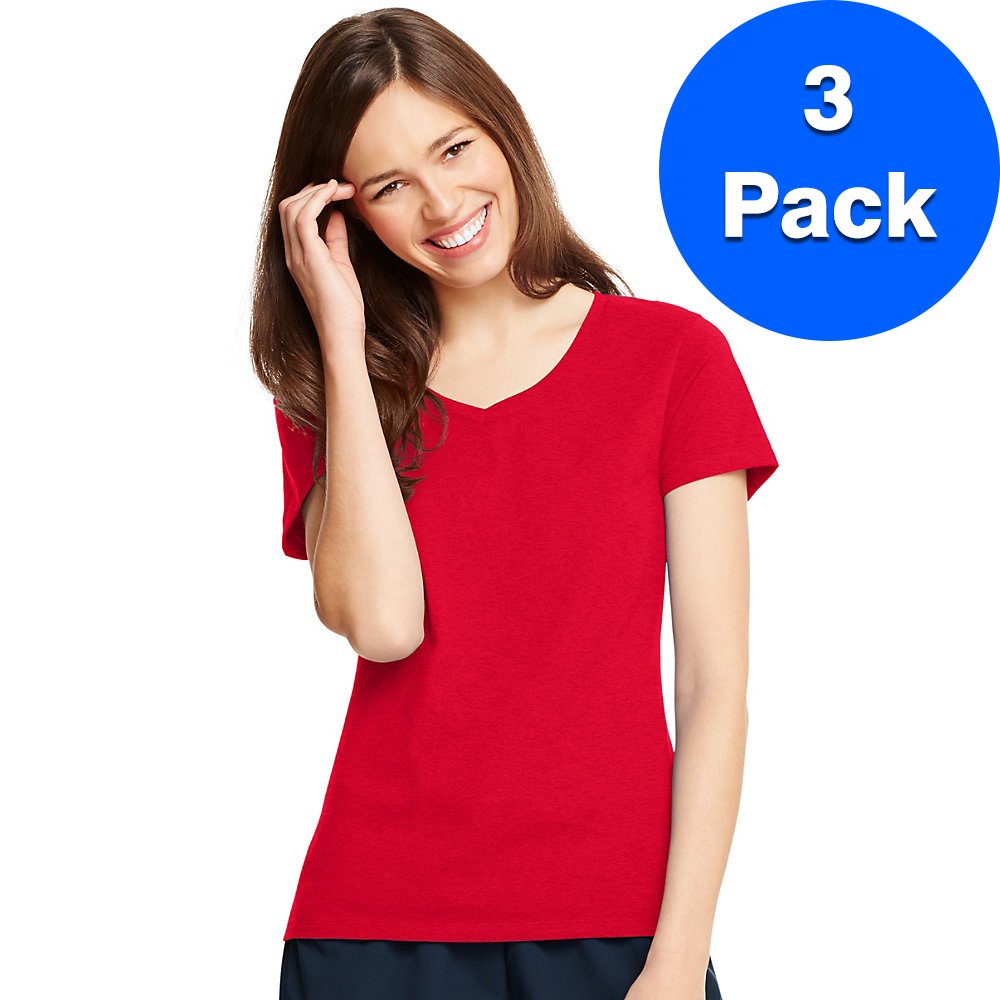 Hanes Womens XTemp VNeck TShirt 42V0 (3 PACK)