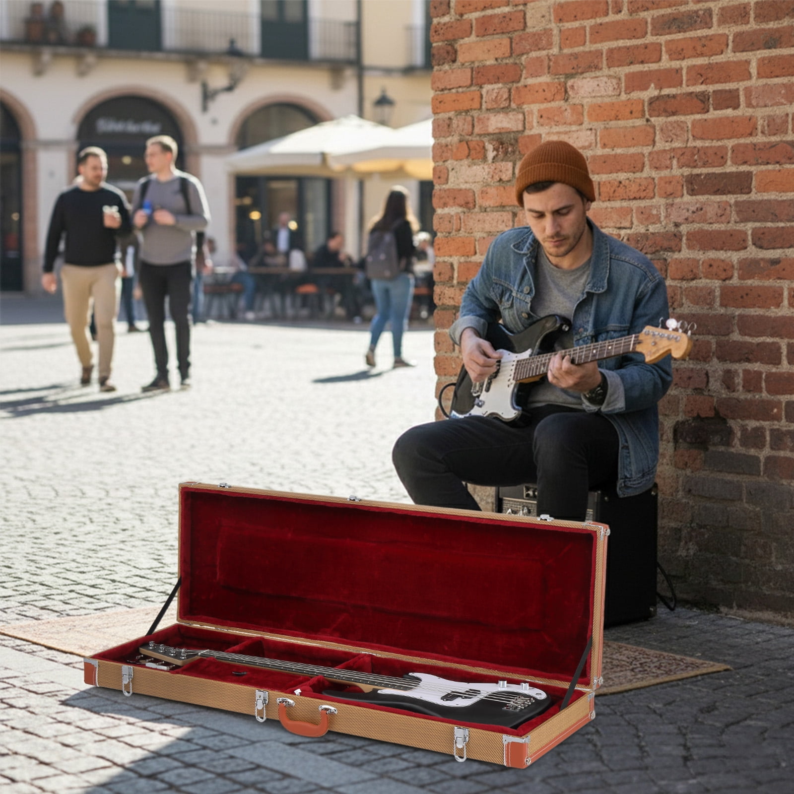 Electric Guitar Square Hard Case Flat, Yellow