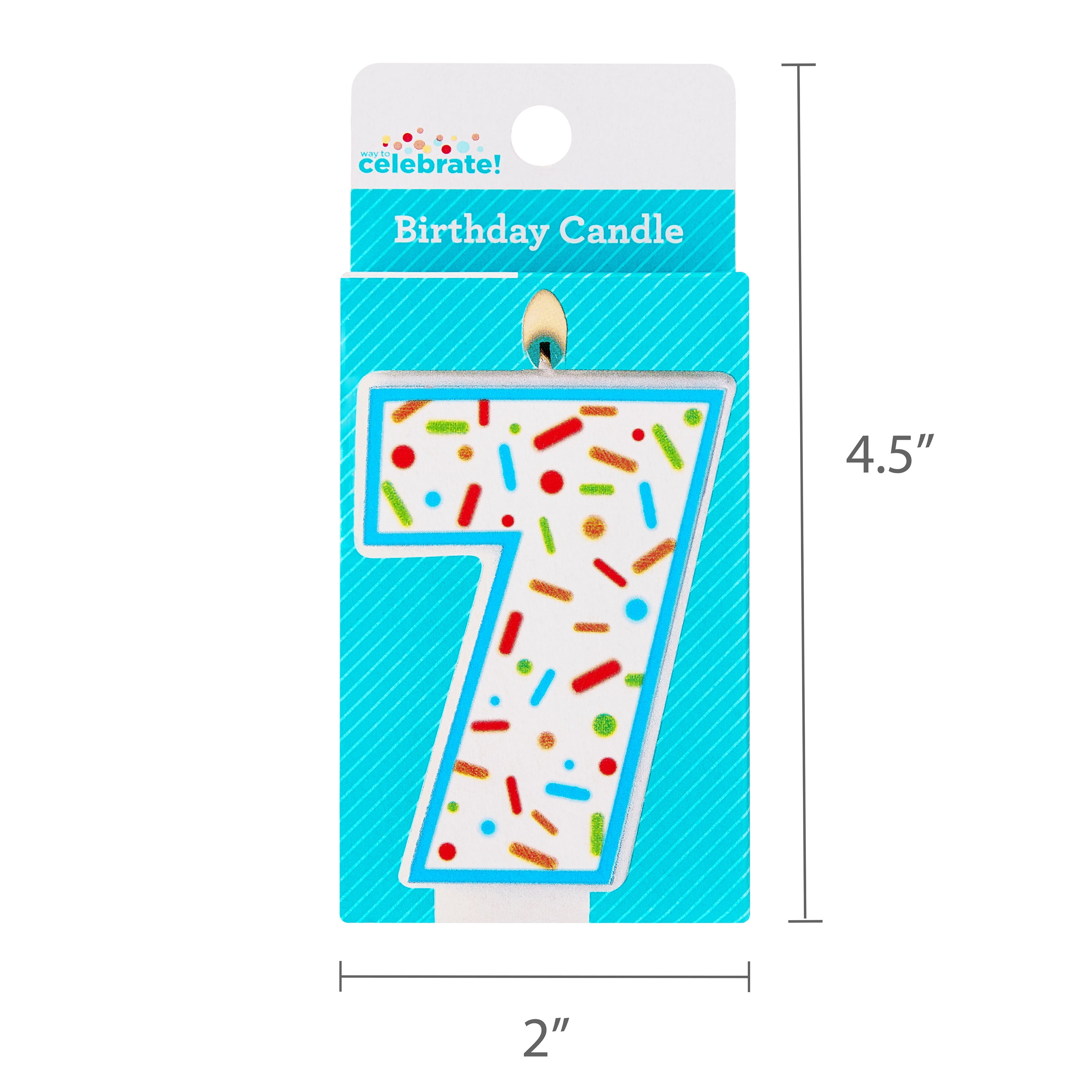 Multicolor Confetti Number 7 Birthday Candle, by Way To Celebrate