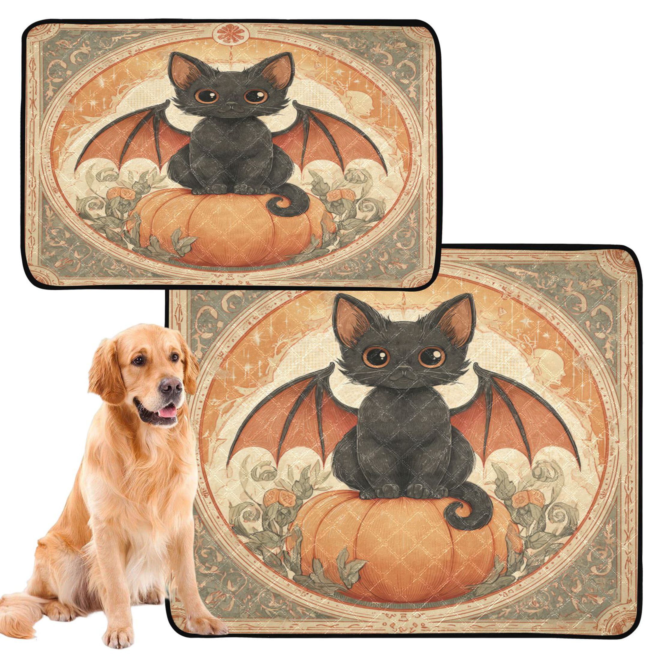 Qxltty Black Cat Angel Cat litter Pads Pet Set of 3 Diaper Mats Center Anti-leakage Layer Absorbent Soft and Comfortable
