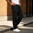 thumbnail image 5 of Maplenight Mens Straight Leg Cargo Pants Drawstring Elastic Waist Hiking Pants Outdoor Casual Work Trousers with Multi Pockets, 5 of 7