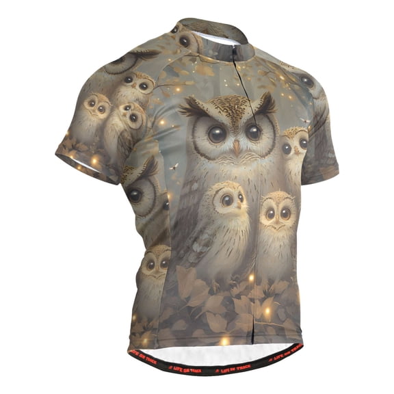 joogoo Owls Family Pattern Men's Cycling Jerseys Mountain Bike Short Sleeve Tops L