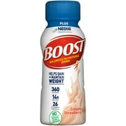 BOOST Plus Complete Nutritional Drink, Creamy Strawberry, 8 Ounce Bottles (Pack of 24)