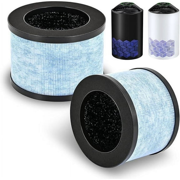 2 Pack TZ-K1 Replacement Filter Compatible with ToLife TZ-K1 Air Puri-fier, FreAire KN6391 and MK01 MK06 Air Purifi-ers, 3-in-1 H13 HEPA Filter, Activated Carbon and Pre-filter, 360° Rotating Filter