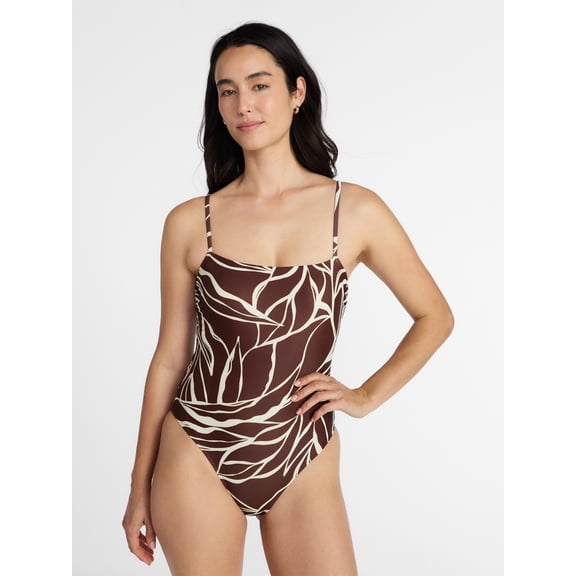 Time and Tru Women's and Women's Plus Lace Up One Piece Swimsuit, Sizes XS-3X