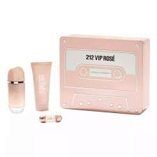 SET CAROLINA HERRERA 212 VIP ROSE 3PZS 80ML EDP SPRAY/ BODY LOTION 100ML/ 5ML EDP SPRAY