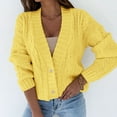 thumbnail image 2 of Vedolay Long Cardigans for Women Knit Button Cardigan Long Sleeve Thick Open Front Sweater Yellow,One Size, 2 of 5