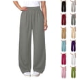 thumbnail image 5 of Mnyotv Casual Elastic Waisted Sweatpants Girls Stylish Wide Leg Pants Basic Solid Trousers Size 9-10Y, 5 of 6