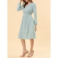 thumbnail image 6 of INSPIRE CHIC Women's Floral Print Swing Long Sleeve V-Neck Midi Dress, 6 of 7