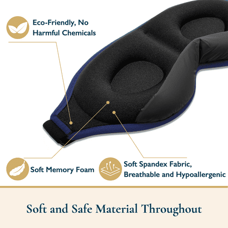 ComfiTime 3D Sleep Mask - 100% Blackout Eye Mask for Sleeping, Eye Covers for Men and Women, Contour Blindfold with Nose Baffle, Soft & Lightweight, Latex-Free