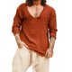 thumbnail image 1 of Mens Shirts Deep V-Neck Long Sleeve T-Shirt Tee Blouse Top Casual Muscle, 1 of 8