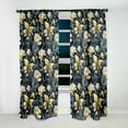thumbnail image 2 of Designart "Dahlia Haven In Blues" Floral Beige, Blue Curtain 1 Panel, 2 of 6