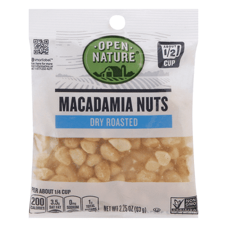 O N Macadamia Nuts Dry Roasted No Artificial Flavors 2.25 Oz.