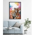 thumbnail image 2 of IDEA4WALL Framed Canvas Art Wall Decor Spotted Yellow Tiger with Rinbow Color Animals Wildlife Watercolor Expressionism Contemporary Portrait Colorful for Dorm Home Office - 16"x24", 2 of 3