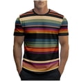 thumbnail image 2 of LODIENY Mens Striped T-Shirts Lightweight Quick Dry Summer Short Sleeve Stretch Crewneck Athletic Workout Tees Tops Loose Fit Casual Color Block Sport Outdoor Beach Tshirt Multicolor#03 M, 2 of 4