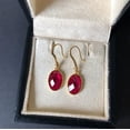 thumbnail image 2 of 4Ct Oval Cut Lab Created Red Ruby Diamond Drop/Dangle Earrings 14K Yellow Gold Plated, 2 of 3