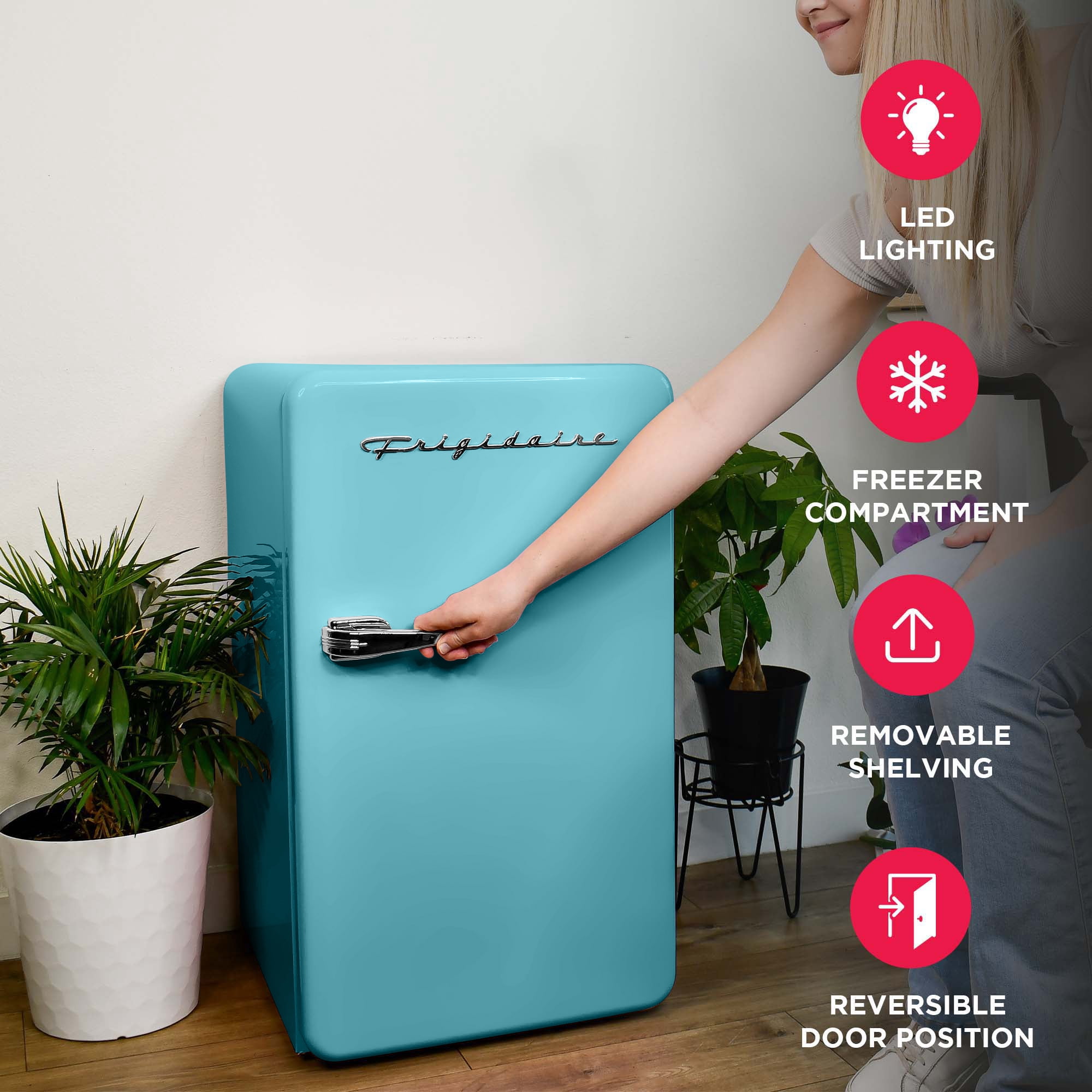 Frigidaire 3.2 Cu. ft. Retro Refrigerator, Mini Fridge with Freezer for Apartment, Dorm, Office, Bedroom, Blue