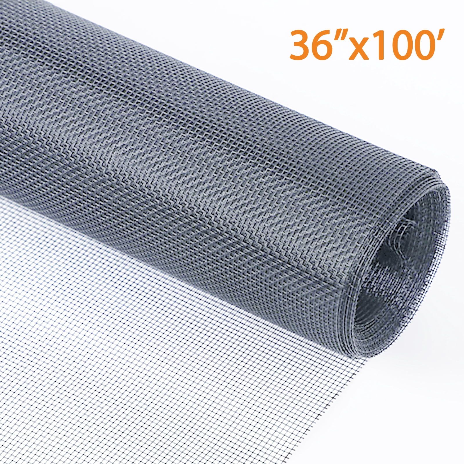 Window Fiberglass Screen Roll Screen Mesh Replacement Diy Custom for Window Doors Patio Porch, 36" x 100', Gray