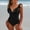 Black, variant on Ruffle One Piece Swimsuit for Women V Neck Ruched Monokini Bathing Suit