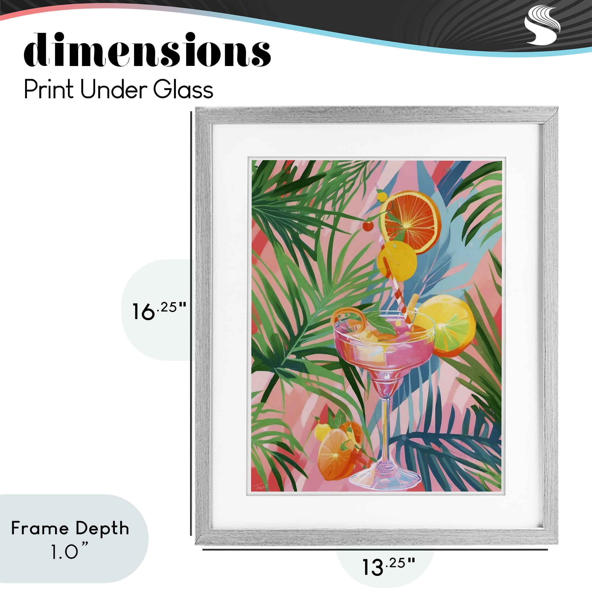 Stupell Industries Jungle Citrus Cocktail Gray Framed Print Under Glass, design by Tabz Jones