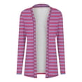 thumbnail image 2 of Plus Size Open Front Cardigans for Women Lightweight Striped Casual Fall Cardigan Tops S-5X Loose Comfy Outerwear (L, Hot Pink), 2 of 6
