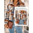 thumbnail image 4 of SLADYGLO Women Plaid Lapel Collar Button Down Pockets Cropped Flannel Shacket, 4 of 4