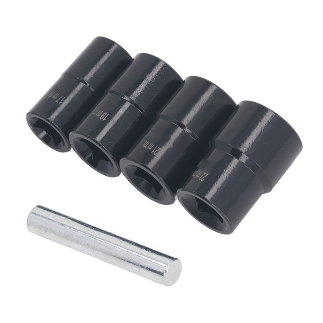Nut Bolt Extractor Kit, 17mm 19mm 21mm 22mm Metric Cr Mo Steel Rustproof High Hardness Bolt Extractor Kit Portable for Industrial Repairs