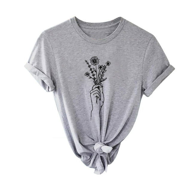 Pompotops T-shirt à Manches Courtes Imprimé Mode pour Femmes Blouse Décontractée Ample en Solde