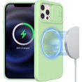 thumbnail image 1 of Nillkin Compatible with iPhone 12 Pro Max Case with Slide Cover Camera Protection, CamShield Silky MagSafe Liquid Silicone Thin Phone Case for iPhone 12 Pro Max Case 6.7 Green, 1 of 7
