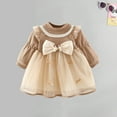 thumbnail image 6 of YWDJ Big Girl Party Dresses Version Of Childrens Dress For Girls Loli-ta Bow Patchwork Princess Dress Fall Dress Beige 2Y, 6 of 6