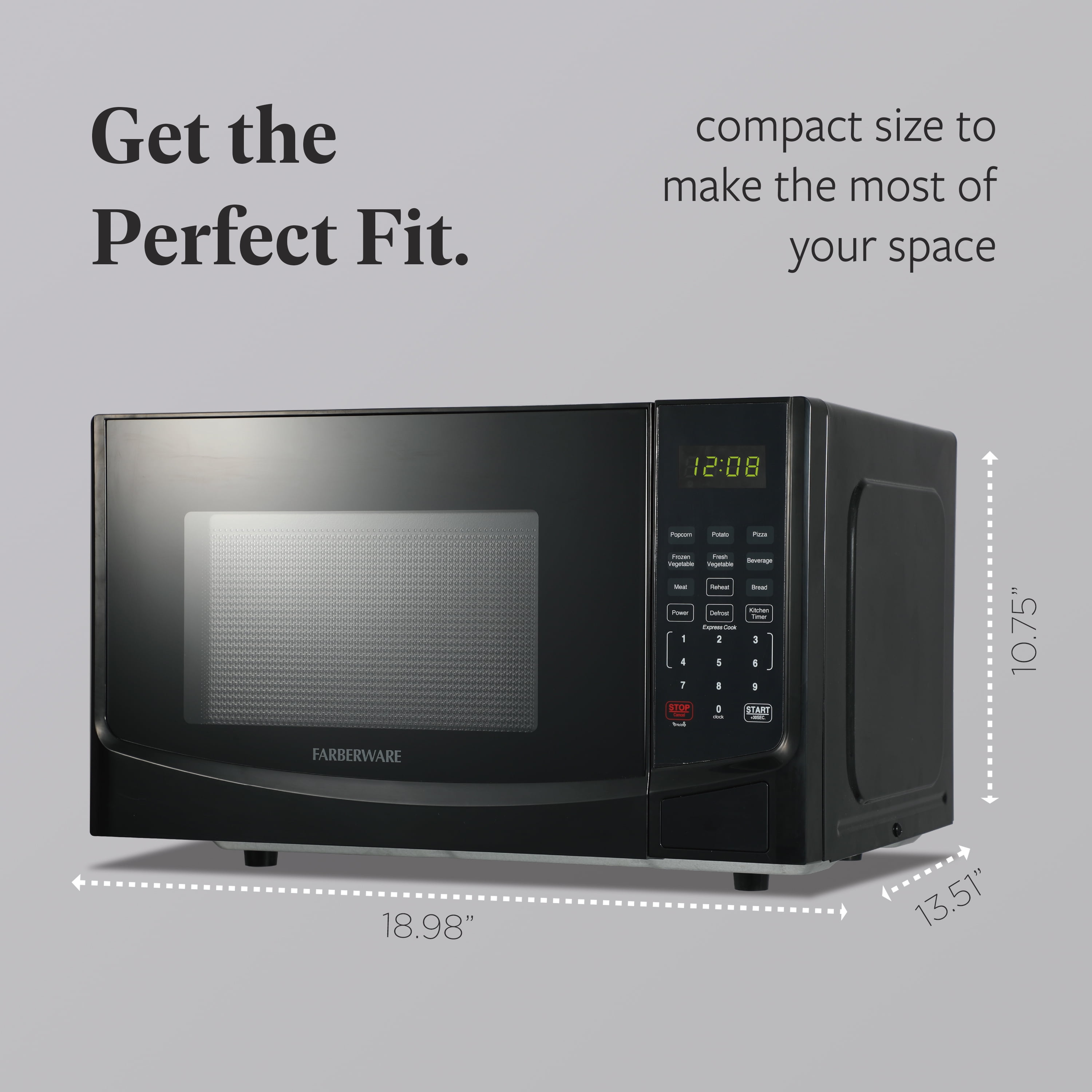 Farberware 0.9 Cu. Ft. Black Microwave Oven, 900W with LED Display, 10 Power Levels, 8 Auto-Cook Presets, Express Cooking & Defrost