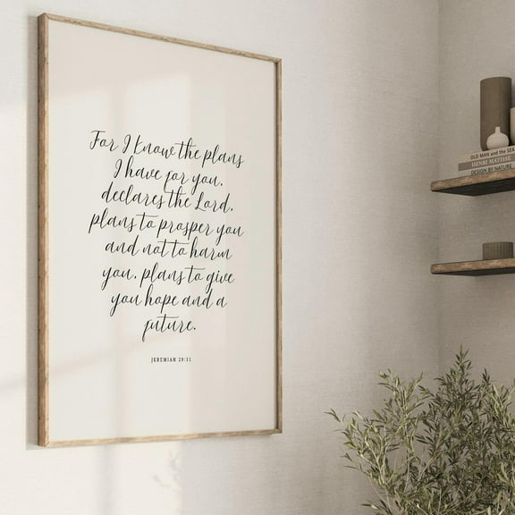 Jeremiah 29:11, Hand Lettered Scripture, Modern Christian Poster, Minimal Scripture Art, Bible Verse Print, Farmhouse Christian Wall Art, Modern Wall Decor, 8x12 UNFRAMED