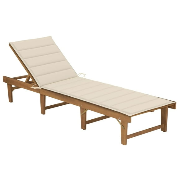vidaXL Patio Lounge Chair with Cushion Folding Sunlounger Solid Acacia Wood