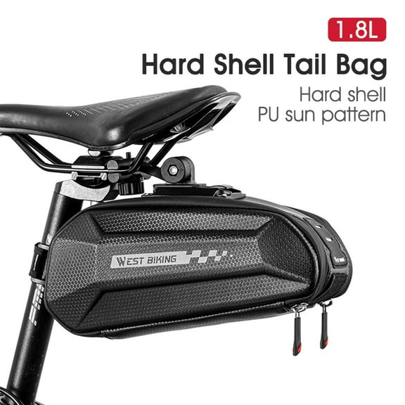 WEST BIKING Bicycle Saddle Bag 1.8L Waterproof Cycling Bike Rear Seat Pack Hard Shell Bag