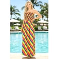 thumbnail image 4 of HAPPY BAY Women's Beach Summer LGBTQ Pride Flag Rainbow Cross Stripe Slit Maxi Strapless Dresses Evening Tube Dress One Size Multi, Stripes, 4 of 5