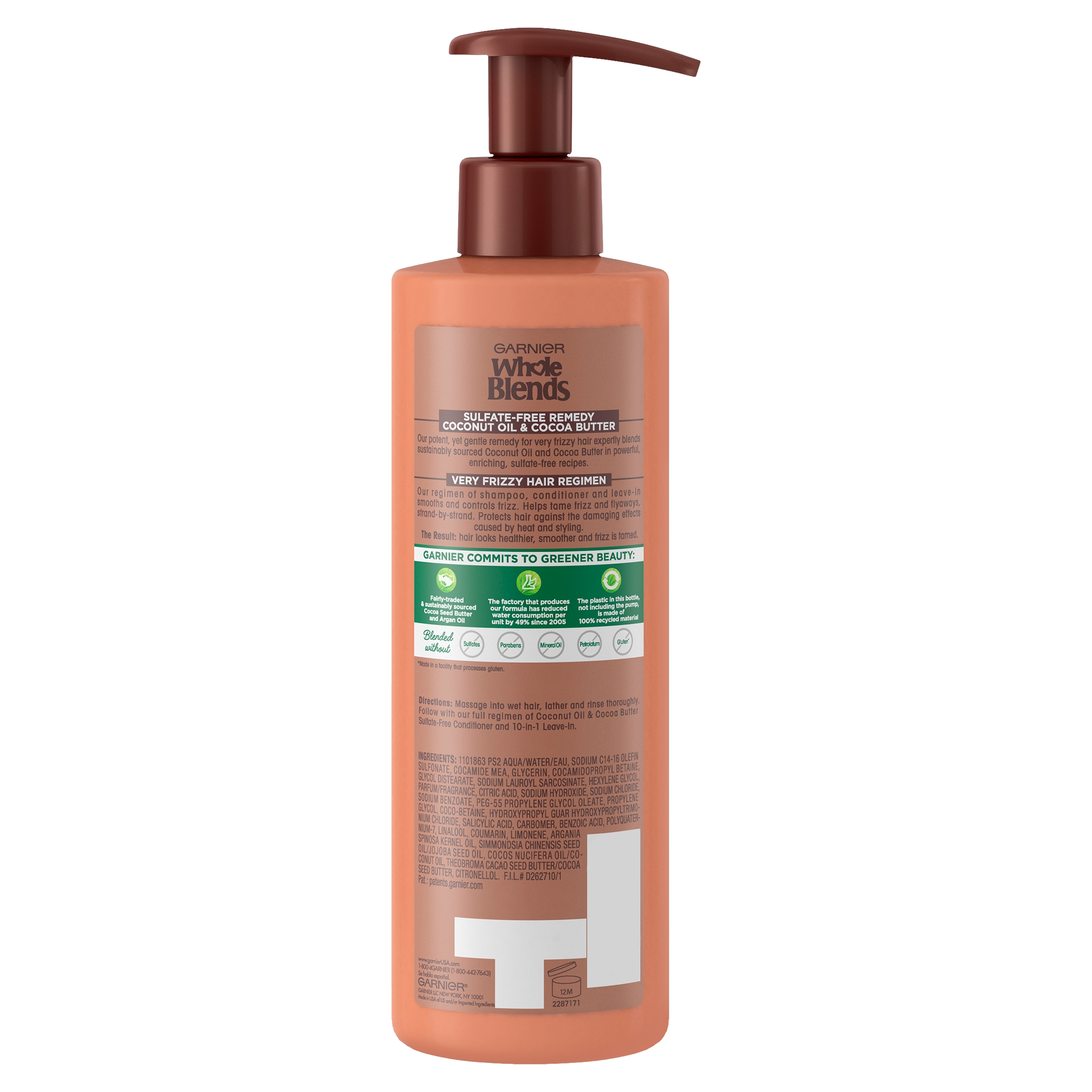 Garnier Whole Blends Taming Shampoo with Coconut Oil Cocoa Butter, 12 fl oz - image 3 of 11