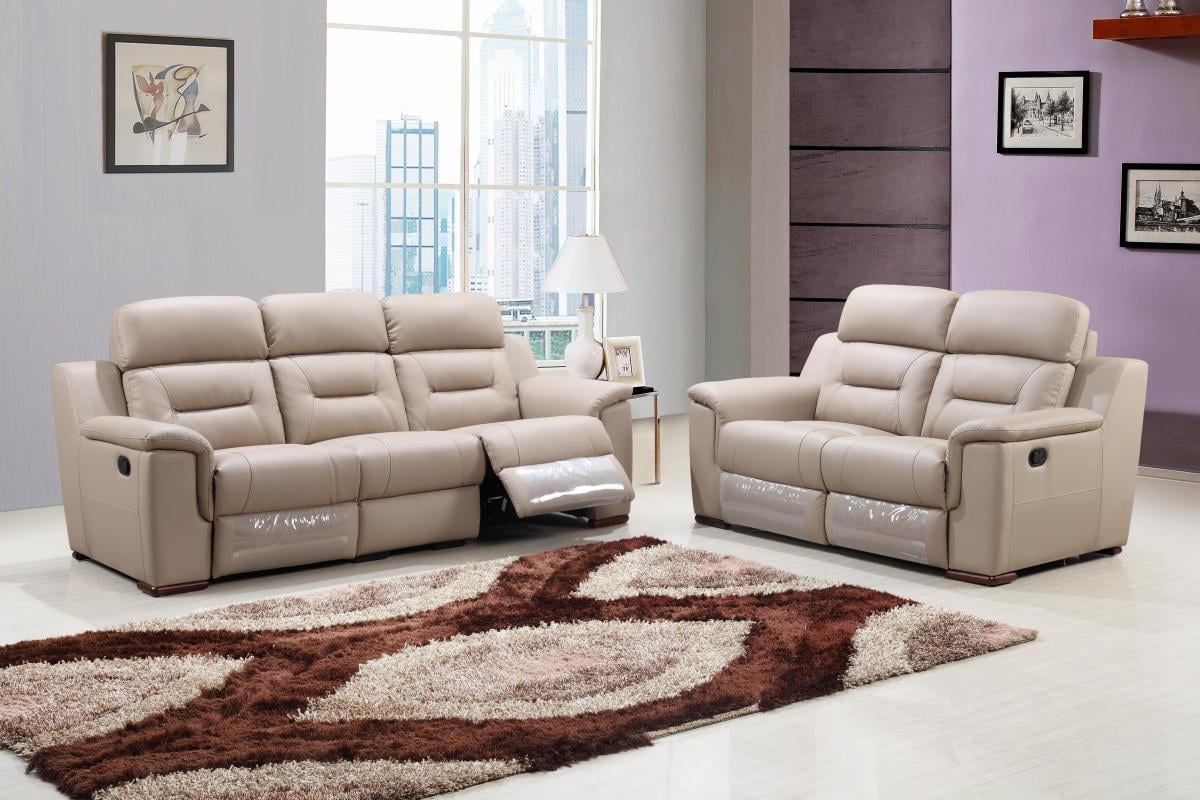 esf beige leather reclining sofa