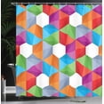 thumbnail image 4 of Ambesonne Colorful Shower Curtain, Retro Mosaic Triangle, 69"Wx70"L, Multicolor, 4 of 5