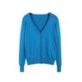 thumbnail image 1 of Sexy Dance Women Outwear V Neck Coat Long Sleeve Cardigan Sweater Cozy Jacket Autumn Lake Blue 4XL, 1 of 2