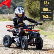 36V Electric 500W Motor 4‑Wheeler with Dual Shock Absorber Suspension, IVFJFV 4‑wheel Off‑Road Tires & Anti‑Collision Safety Flag for Age 8‑14 for Backyard Leisure & Rough Ground Trips,Red