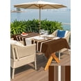 thumbnail image 6 of 60x84 Inch Outdoor Tablecloth with Umbrella Hole Zipper Rectangle Brown Beige Striped Rectangular Tablecloths Outside Waterproof Modern Farmhouse Retro Lines Patio Table Cloth Cover for Picnic Party, 6 of 8